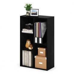 Luder 31.5 in.Blackwood 5 Shelf No Tool Assembly Standard Bookcase by Furinno -Furinno Sales blackwood furinno bookcases bookshelves 20333bkw 1f 1000