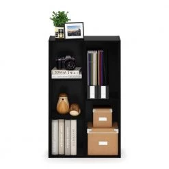 Luder 31.5 in.Blackwood 5 Shelf No Tool Assembly Standard Bookcase by Furinno -Furinno Sales blackwood furinno bookcases bookshelves 20333bkw 44 1000
