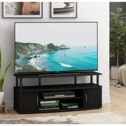 JAYA 47 in. Blackwood Particle Board TV Stand Fits TVs Up to 50 in. with Cable Management by Furinno -Furinno Sales blackwood furinno tv stands 15113bkw 31 1000