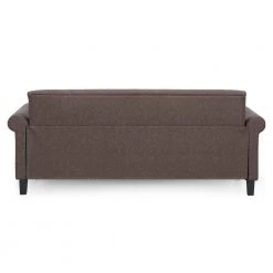 Bastia 68.9 in. Brown Faux Leather 3-Seater Chesterfield Sofa with Round Arms by Furinno -Furinno Sales brown faux leather furinno sofas couches fs193312xbr fa 1000
