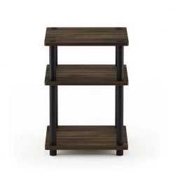 Turn-N-Tube 14.6 in. Columbia Walnut/Black Square Wood End Table with Open Shelf by Furinno -Furinno Sales columbia walnut black furinno end side tables 15095cwn bk 4f 1000