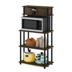 Turn-N-Tube Columbia Walnut/Black Storage Shelf with Top Cabinet by Furinno -Furinno Sales columbia walnut black furinno kitchen carts 21029cwnbk 1f 1000