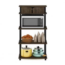 Turn-N-Tube Columbia Walnut/Black Storage Shelf with Top Cabinet by Furinno -Furinno Sales columbia walnut black furinno kitchen carts 21029cwnbk 44 1000