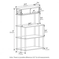 Turn-N-Tube Columbia Walnut/Black Storage Shelf with Top Cabinet by Furinno -Furinno Sales columbia walnut black furinno kitchen carts 21029cwnbk 4f 1000