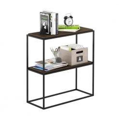 Moretti 34.3 in. Columbia Walnut Modern Lifestyle Wide 2-Shelf Stackable Etagere Bookcase by Furinno -Furinno Sales columbia walnut furinno bookcases bookshelves fm19160cwn 4f 1000