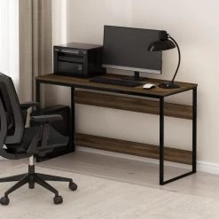 Moretti Modern Lifestyle 52 in. Columbia Walnut Computer Desk by Furinno -Furinno Sales columbia walnut furinno computer desks fm21021cwn 31 1000