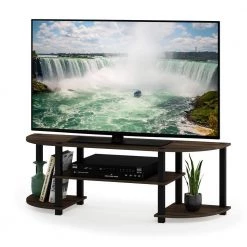 Turn-N-Tube 47 in. Columbia Walnut Wood TV Stand Fits TVs Up to 42 in. with Open Storage by Furinno -Furinno Sales columbia walnut furinno tv stands 11058cwn bk c3 1000