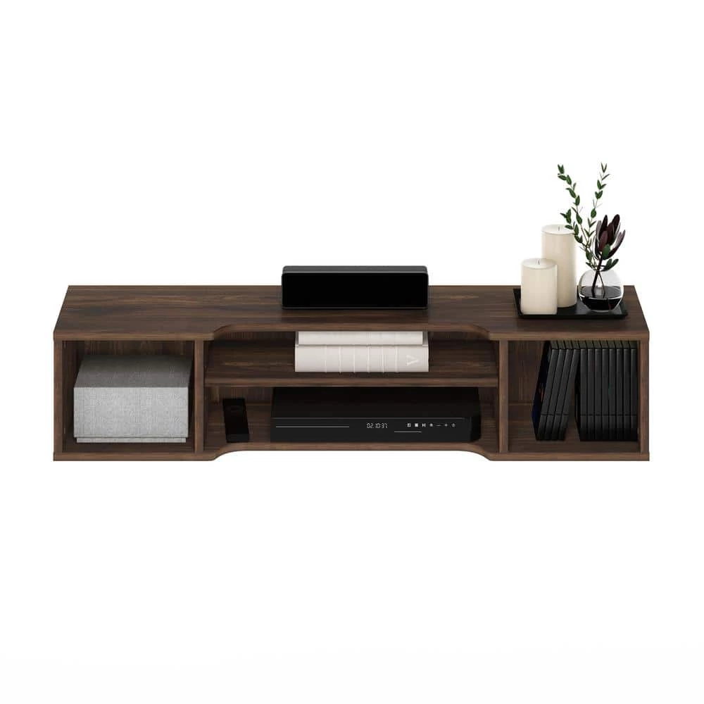 Indo 47.2 in. Columbia Walnut Floating Hutch TV Stand Fits TVs Up to 50 in. with Wall Mount Feature by Furinno 5 Indo 47.2 in. Columbia Walnut Floating Hutch TV Stand Fits TVs Up to 50 in. with Wall Mount Feature by Furinno - Image 5