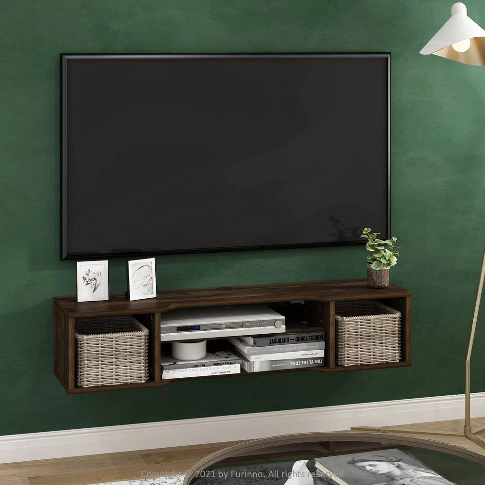 Indo 47.2 in. Columbia Walnut Floating Hutch TV Stand Fits TVs Up to 50 in. with Wall Mount Feature by Furinno 6 Indo 47.2 in. Columbia Walnut Floating Hutch TV Stand Fits TVs Up to 50 in. with Wall Mount Feature by Furinno - Image 6