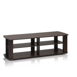 THE 43 in. Dark Brown Particle Board TV Stand Fits TVs Up to 37 in. with Open Storage by Furinno