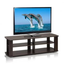 THE 43 in. Dark Brown Particle Board TV Stand Fits TVs Up to 37 in. with Open Storage by Furinno -Furinno Sales dark brown furinno tv stands 11191dbr 77 1000