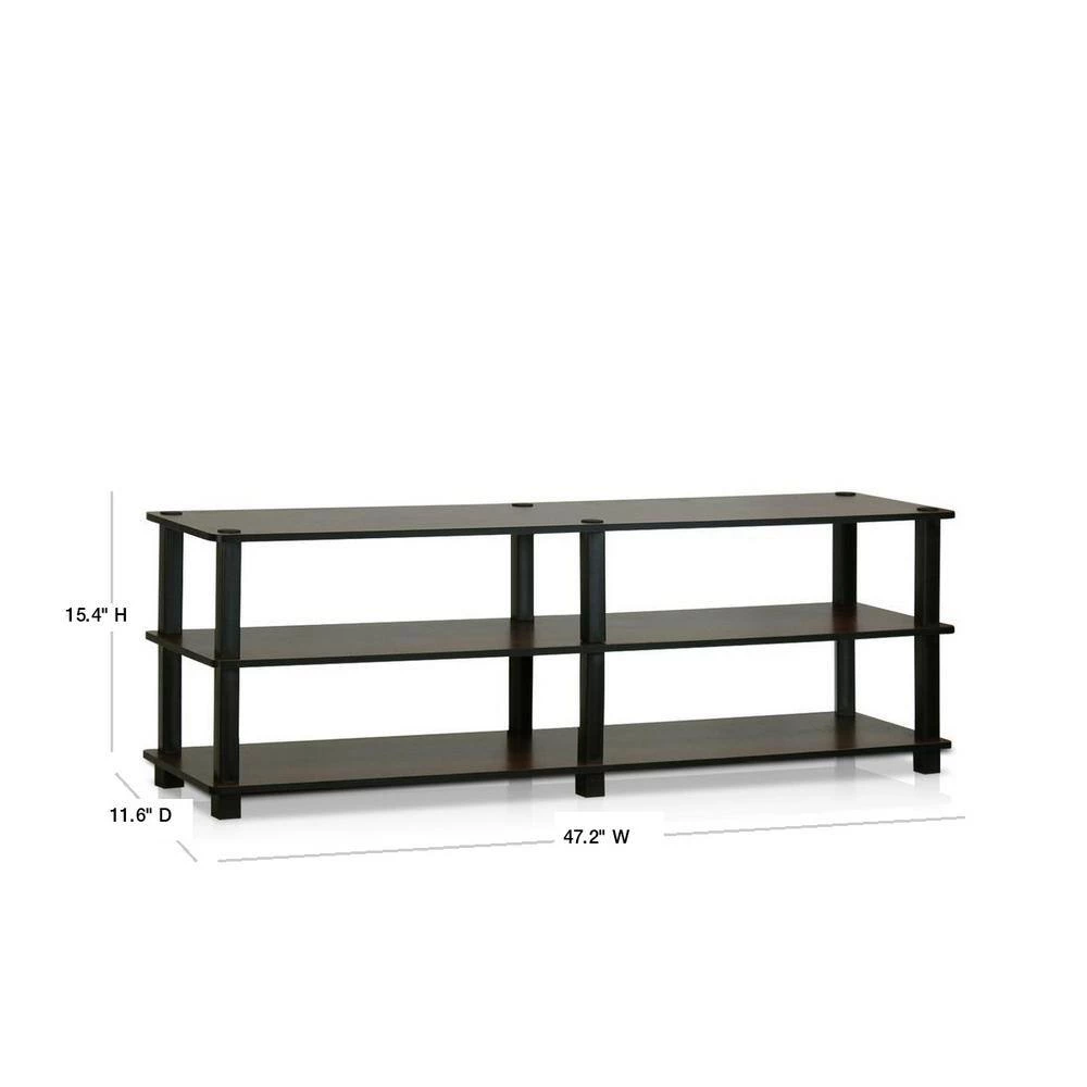 Turn-N-Tube 47 in. Dark Brown Particle Board TV Stand Fits TVs Up to 42 in. with Open Storage by Furinno 3 Turn-N-Tube 47 in. Dark Brown Particle Board TV Stand Fits TVs Up to 42 in. with Open Storage by Furinno - Image 3