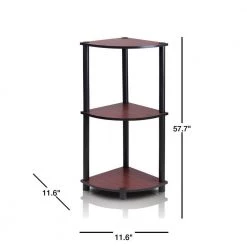 29.6 in. Dark Cherry Plastic 3-shelf Corner Bookcase with Open Storage by Furinno -Furinno Sales dark cherry furinno bookcases bookshelves 12077dc bk 40 1000