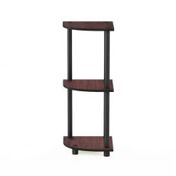 29.6 in. Dark Cherry Plastic 3-shelf Corner Bookcase with Open Storage by Furinno -Furinno Sales dark cherry furinno bookcases bookshelves 12077dc bk 44 1000