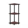 29.6 in. Dark Cherry Plastic 3-shelf Corner Bookcase with Open Storage by Furinno