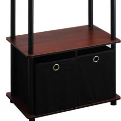 43.25 in. Dark Cherry Plastic 4-shelf Etagere Bookcase with Open Back by Furinno -Furinno Sales dark cherry furinno bookcases bookshelves nw889dc bk bk 4f 1000