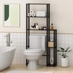 Turn-N-Tube Espresso/ Black Toilet Space Saver with 5-Shelves by Furinno