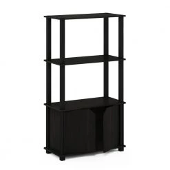 Brahms 43.1 in. Espresso / Black 4-Shelf Etagere Bookcase with Doors by Furinno 12 Brahms 43.1 in. Espresso / Black 4-Shelf Etagere Bookcase with Doors by Furinno -Furinno Sales espresso black furinno bookcases bookshelves 20227exbk 44 1000
