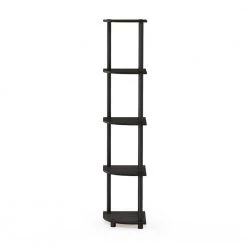 57.7 in. Black/Espresso Plastic 5-shelf Corner Bookcase with Open Storage by Furinno -Furinno Sales espresso black furinno bookcases bookshelves 99811ex bk c3 1000