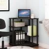 31 in. Corner Espresso/Black Computer Desk with Open Storage by Furinno