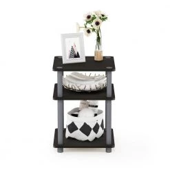 Turn-N-Tube 14.6 in. Espresso/Black Square Wood End Table with Open Shelf by Furinno -Furinno Sales espresso black furinno end side tables 15095cc gy 31 1000