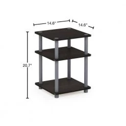 Turn-N-Tube 14.6 in. Espresso/Black Square Wood End Table with Open Shelf by Furinno -Furinno Sales espresso black furinno end side tables 15095cc gy 40 1000