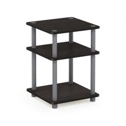 Turn-N-Tube 14.6 in. Espresso/Black Square Wood End Table with Open Shelf by Furinno