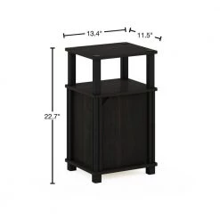 Brahms 13.4 in. Espresso/Black 3-Tier Wood Rectangle End Table with Door by Furinno -Furinno Sales espresso black furinno end side tables 20224exbk 40 1000