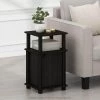 Brahms 13.4 in. Espresso/Black 3-Tier Wood Rectangle End Table with Door by Furinno