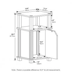 Brahms 13.4 in. Espresso / Black 3-Tier Rectangle Wood End Table with Door (Set of 2) by Furinno -Furinno Sales espresso black furinno end side tables 220224exbk 4f 1000
