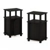 Brahms 13.4 in. Espresso / Black 3-Tier Rectangle Wood End Table with Door (Set of 2) by Furinno