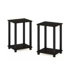 Simplistic 13.4 in. Espresso/Black Small End Table, Set of 2 by Furinno