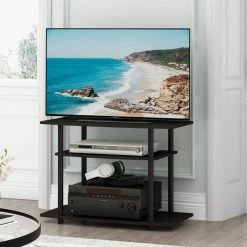 Turn-N-Tube 31.5 in. Espresso and Black Particle Board TV Stand Fits TVs Up to 32 in. with Open Storage by Furinno -Furinno Sales espresso black furinno tv stands 13192ex bk 31 1000