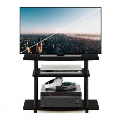 Turn-N-Tube 31.5 in. Espresso and Black Particle Board TV Stand Fits TVs Up to 32 in. with Open Storage by Furinno -Furinno Sales espresso black furinno tv stands 13192ex bk 4f 1000
