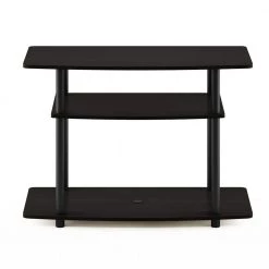 Turn-N-Tube 31.5 in. Espresso and Black Particle Board TV Stand Fits TVs Up to 32 in. with Open Storage by Furinno -Furinno Sales espresso black furinno tv stands 13192ex bk c3 1000