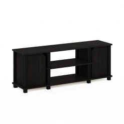 Brahms 43.8 in. Espresso/Black TV Stand with 2-Shelves Fits TV's up to 45 in. with Doors by Furinno