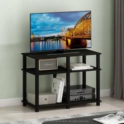 Romain Turn-N-Tube 31.5 in.Espresso/Black TV Stand Fits TV's up to 40 in. by Furinno -Furinno Sales espresso black furinno tv stands 20313exbk 31 1000
