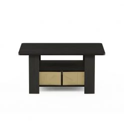 Home 32 in. Espresso/Brown Medium Rectangle Wood Coffee Table with Drawers by Furinno -Furinno Sales espresso brown furinno coffee tables 11158ex br 1d 1000