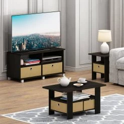 Home 32 in. Espresso/Brown Medium Rectangle Wood Coffee Table with Drawers by Furinno -Furinno Sales espresso brown furinno coffee tables 11158ex br 31 1000