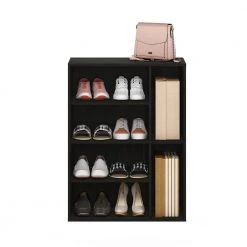 Andrey 31.6 in. Espresso 4-Shelf Etagere Bookcase by Furinno -Furinno Sales espresso furinno bookcases bookshelves 11159nex 44 1000