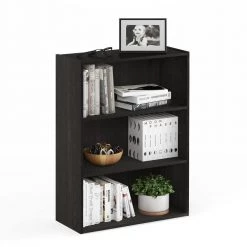 31.5 in. Espresso Wood 4-shelf Standard Bookcase with Storage by Furinno -Furinno Sales espresso furinno bookcases bookshelves 11208ex 44 1000