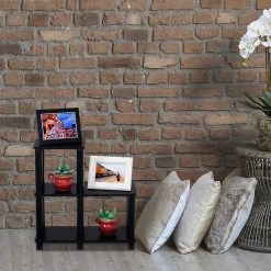 19.9 in. Espresso Plastic 3-shelf Etagere Bookcase with Open Back by Furinno -Furinno Sales espresso furinno bookcases bookshelves 14032ex bk 1f 1000