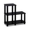 19.9 in. Espresso Plastic 3-shelf Etagere Bookcase with Open Back by Furinno