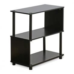 25.44 in. Espresso Plastic 3-shelf Etagere Bookcase with Open Back by Furinno