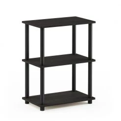 25.04 in. Espresso Plastic 3-shelf Etagere Bookcase with Open Back by Furinno -Furinno Sales espresso furinno bookcases bookshelves 18061ex bk 1f 1000