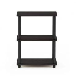 25.04 in. Espresso Plastic 3-shelf Etagere Bookcase with Open Back by Furinno -Furinno Sales espresso furinno bookcases bookshelves 18061ex bk 4f 1000