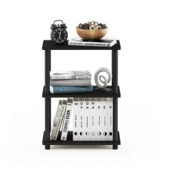 25.04 in. Espresso Plastic 3-shelf Etagere Bookcase with Open Back by Furinno