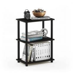 25.04 in. Espresso Plastic 3-shelf Etagere Bookcase with Open Back by Furinno -Furinno Sales espresso furinno bookcases bookshelves 18061ex bk c3 1000