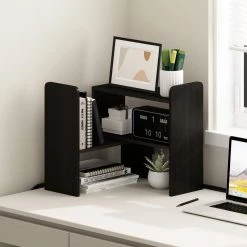 Montale 23.7 in. Wide Espresso 2 Shelf Desktop Organizer Bookshelf by Furinno -Furinno Sales espresso furinno bookcases bookshelves 20341ex 31 1000