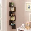 48.8 in. Espresso Wood 5-shelf Corner Bookcase with Storage by Furinno